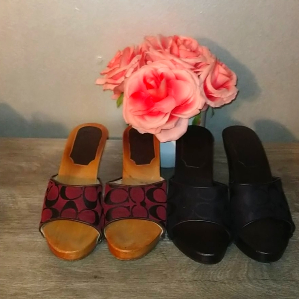Black and Tan Wooden Heels/ Clogs